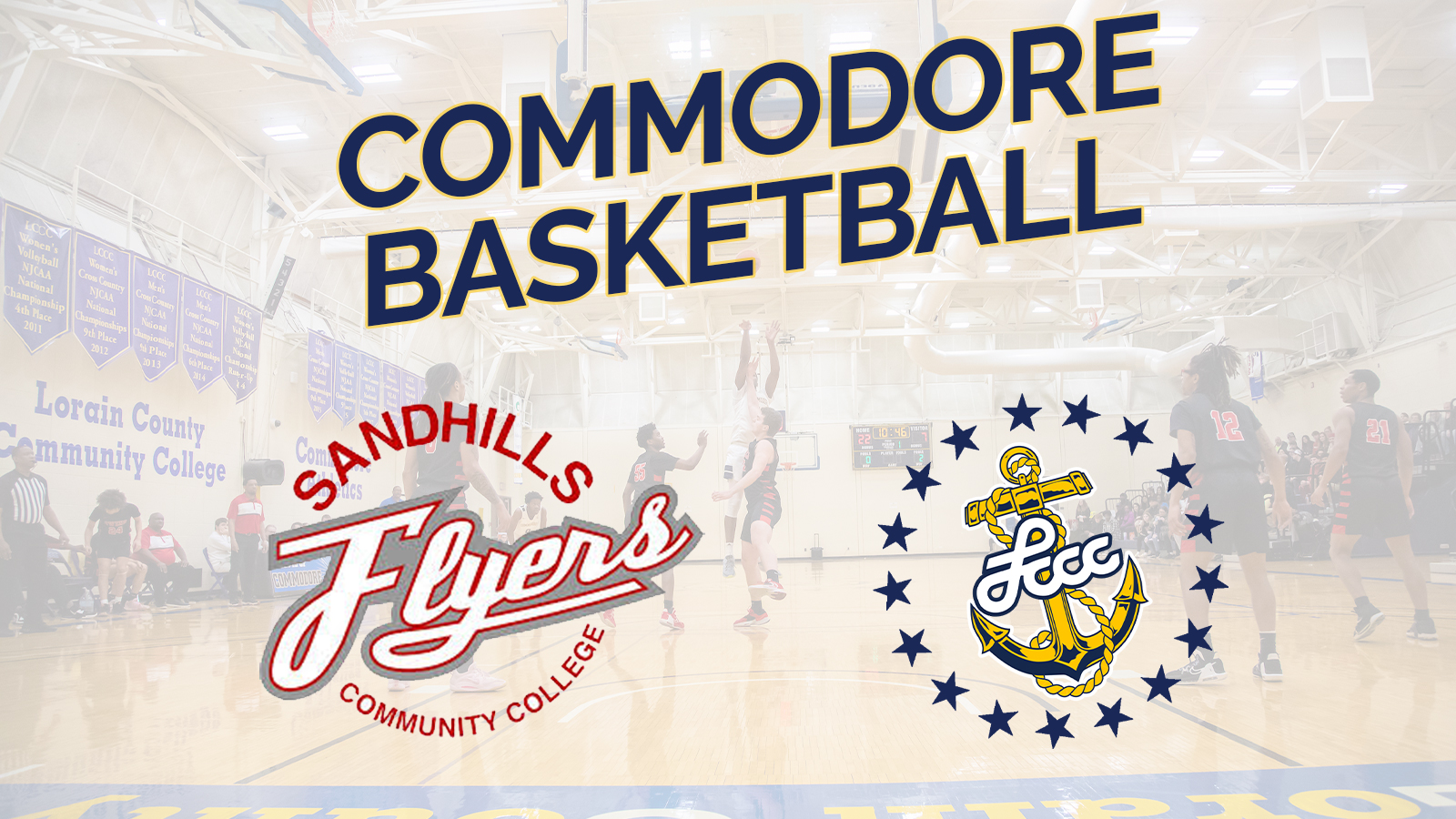 Commodore Basketball, Sandhills Flyer Logo and LCCC Athletics Logo